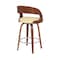 Armen Living Shelly 26" Counter Height Swivel Cream Faux Leather and Walnut Wood Bar Stool LCSHBACRWA26 - alternate 7